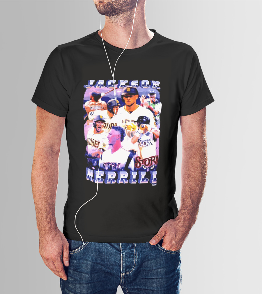 Jackson Merrill Padres Storm Baseball Collage San Diego T-Shirt