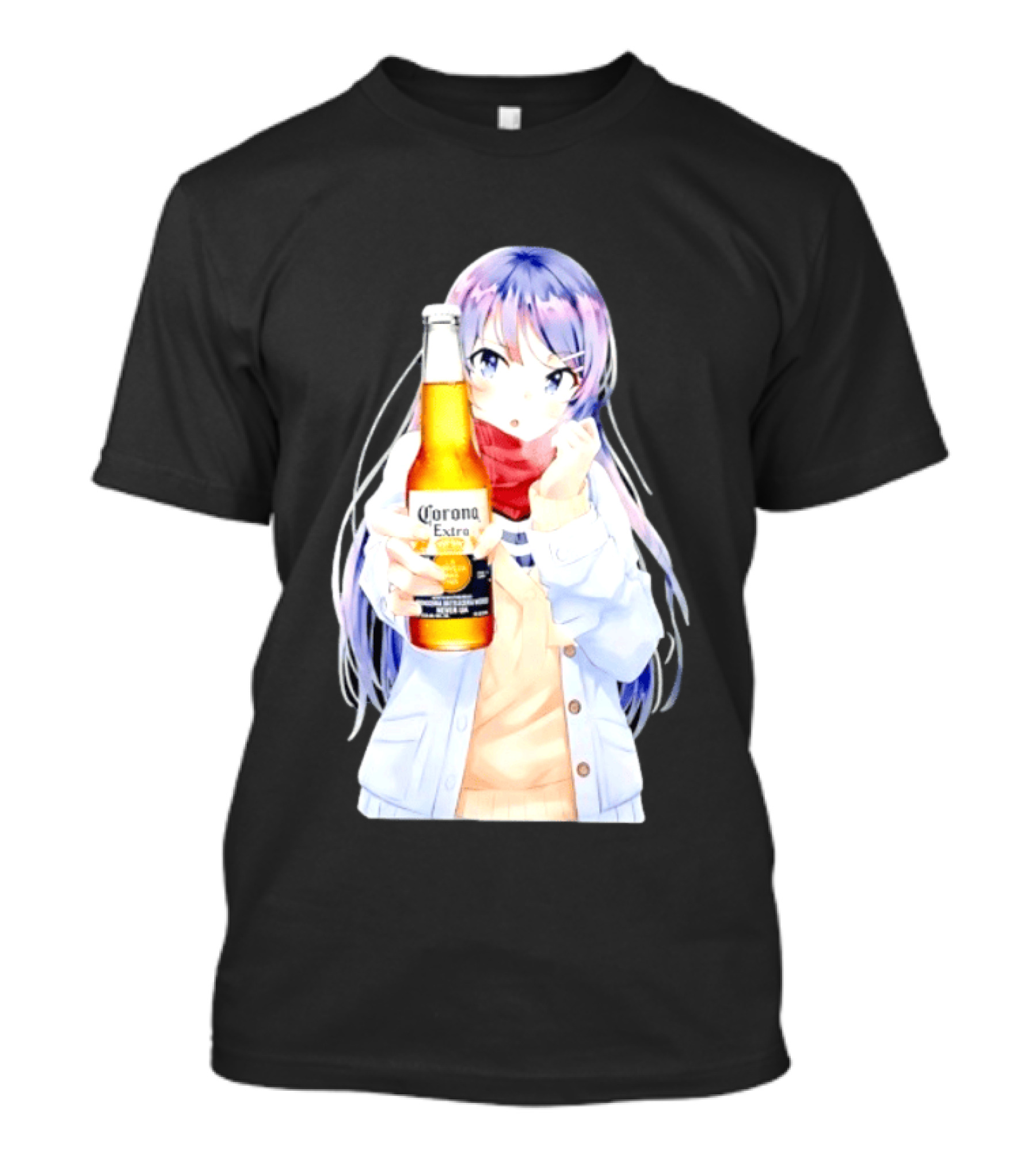 Mai Sakurajima Holding Corona Extra Rascal Does Not Dream Of Bunny Girl Senpai Anime T-Shirt