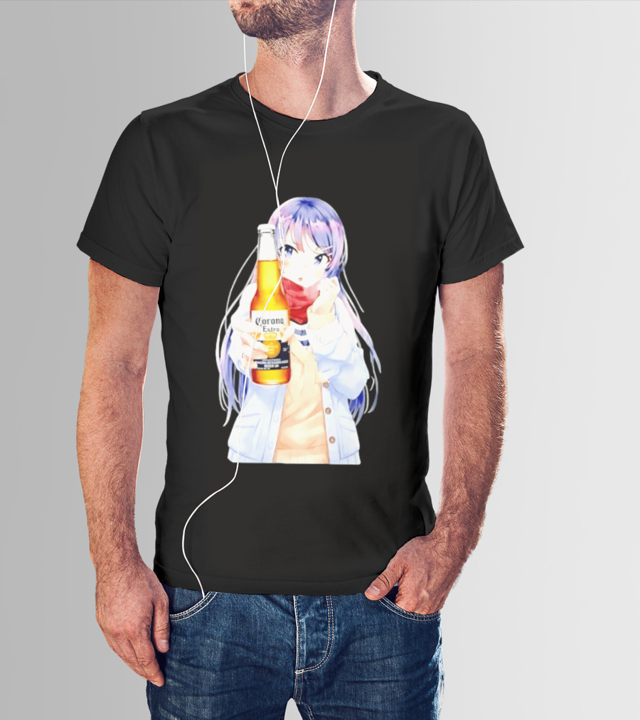 Mai Sakurajima Holding Corona Extra Rascal Does Not Dream Of Bunny Girl Senpai Anime T-Shirt