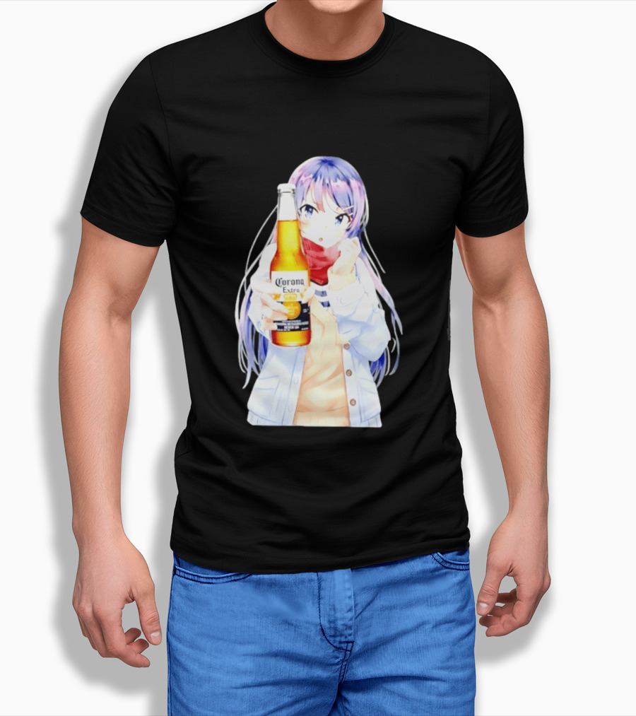 Mai Sakurajima Holding Corona Extra Rascal Does Not Dream Of Bunny Girl Senpai Anime T-Shirt