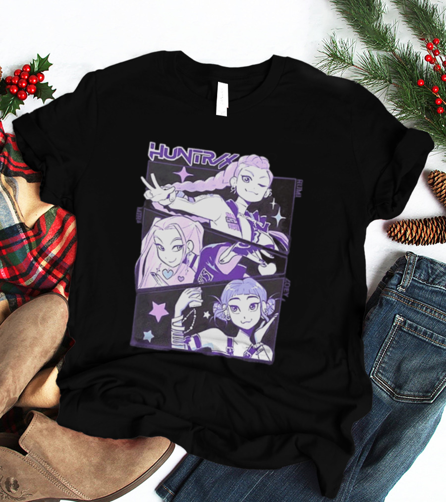 Huntrix Rumi Mira Zoey K POP World Tour Demon Hunters 2 Sided T-Shirt