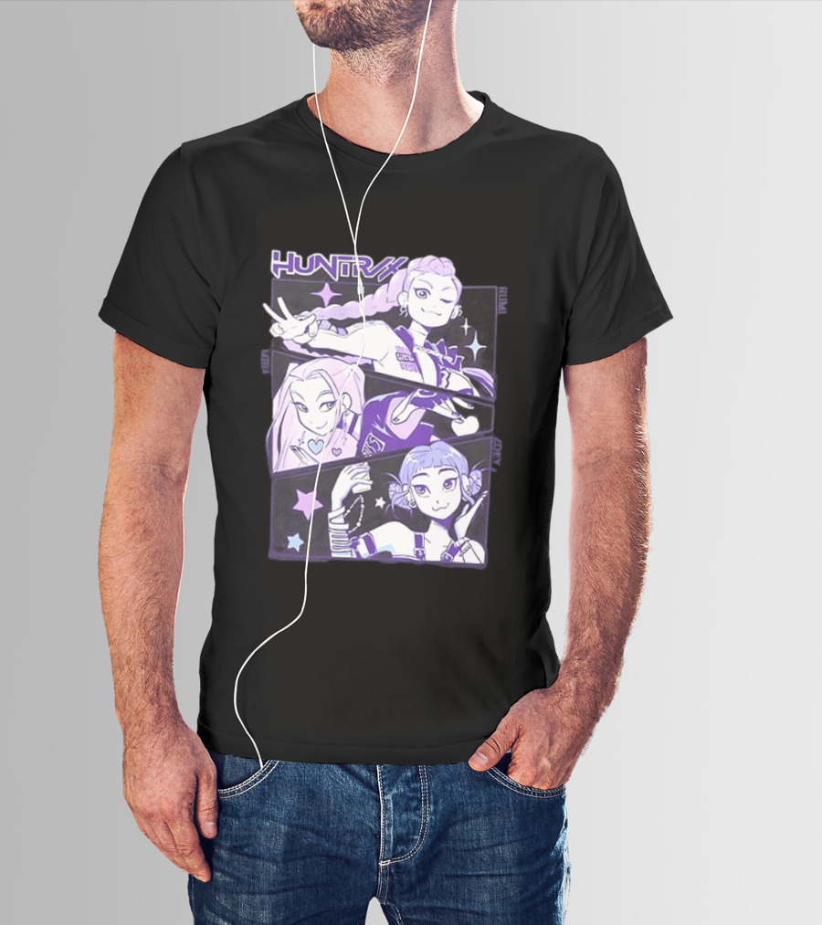 Huntrix Rumi Mira Zoey K POP World Tour Demon Hunters 2 Sided T-Shirt