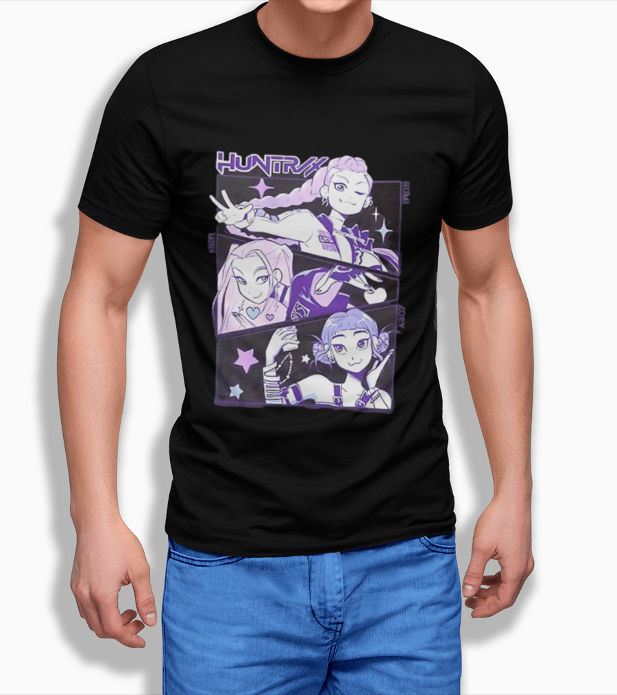 Huntrix Rumi Mira Zoey K POP World Tour Demon Hunters 2 Sided T-Shirt
