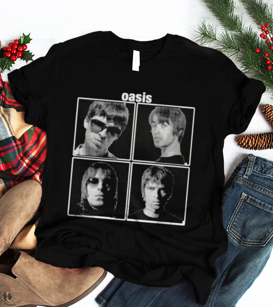 Oasis Band Members Britpop Liam Gallagher Iconic 90s Music Photos T-Shirt