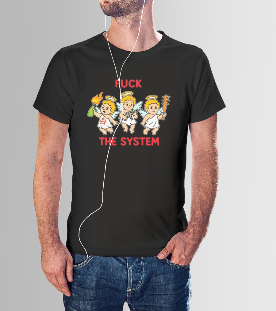 Anarchy Angels Punk Rebellion Fuck The System Cherub T-Shirt