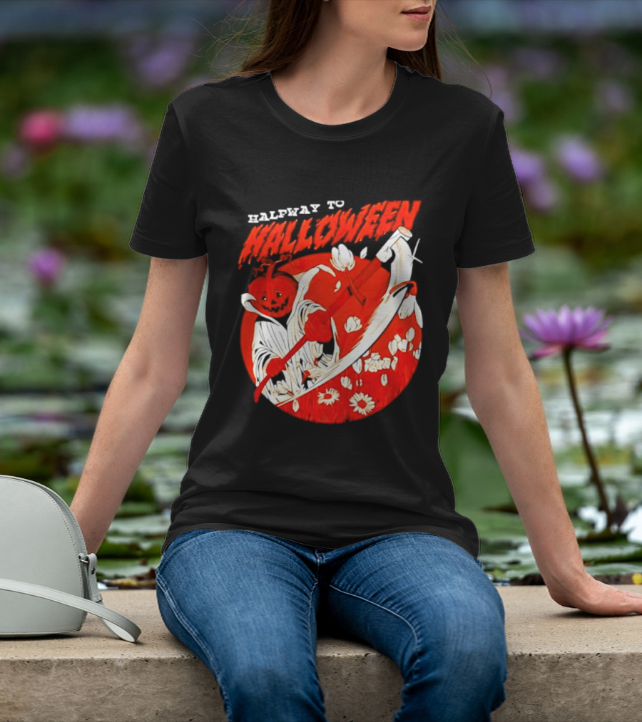 Halfway To Halloween Pumpkin Reaper Spooky T-Shirt
