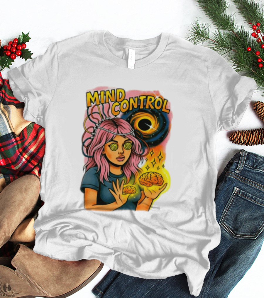 Mind Control Teen Hearts Psychedelic Black Hole Spiral Eyes Brain Magic T-Shirt