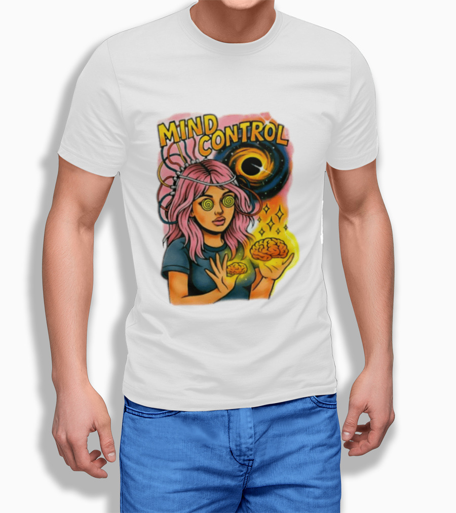 Mind Control Teen Hearts Psychedelic Black Hole Spiral Eyes Brain Magic T-Shirt
