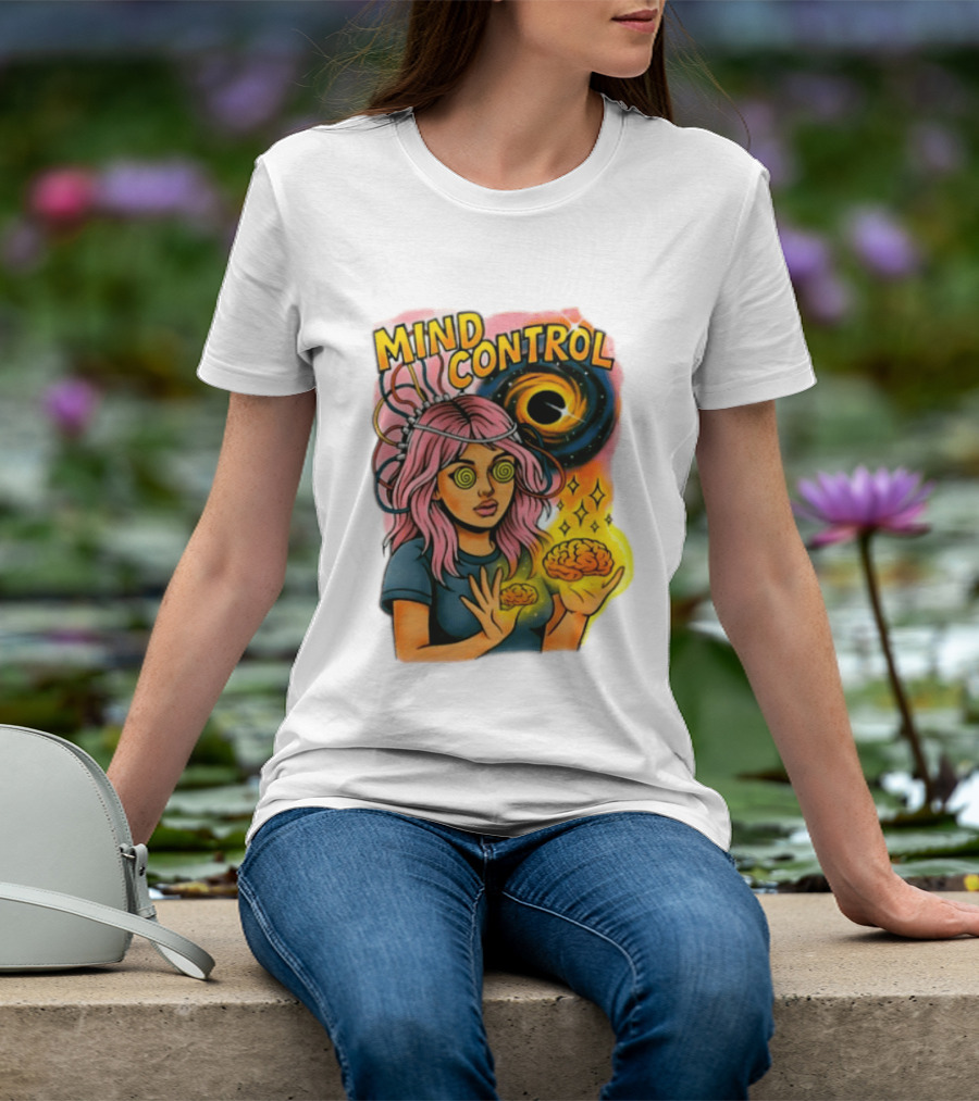 Mind Control Teen Hearts Psychedelic Black Hole Spiral Eyes Brain Magic T-Shirt