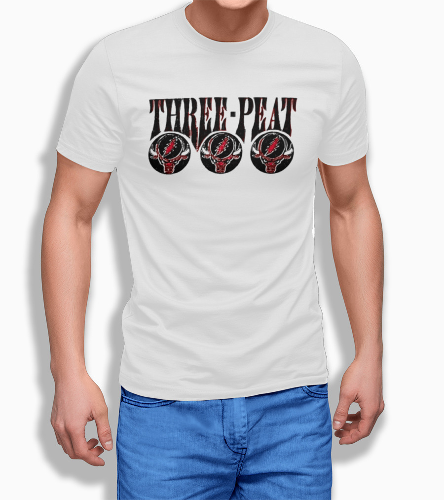 Grateful Chicago Bulls Three Peat Basketball Triumph T-Shirt