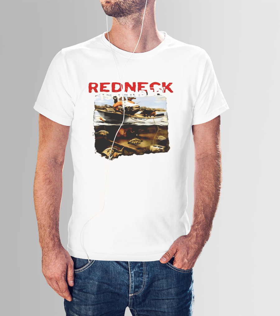 Redneck Fishfinder Fishing Boat Scene With Underwater View T-Shirt