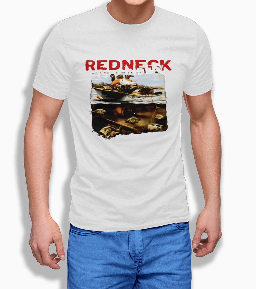 Redneck Fishfinder Fishing Boat Scene With Underwater View T-Shirt