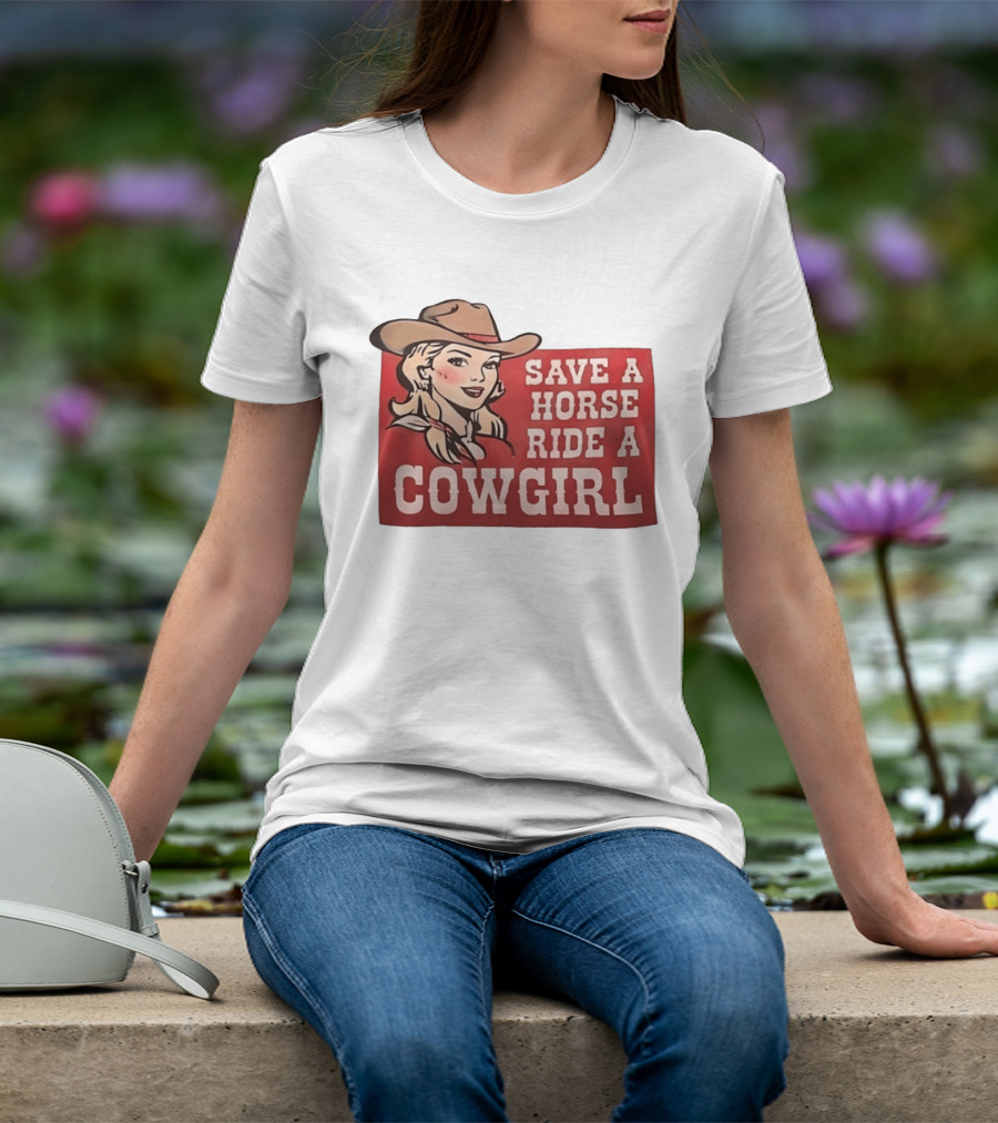 Save A Horse Ride A Cowgirl Western Country Music Vintage Style Cowgirl T-Shirt