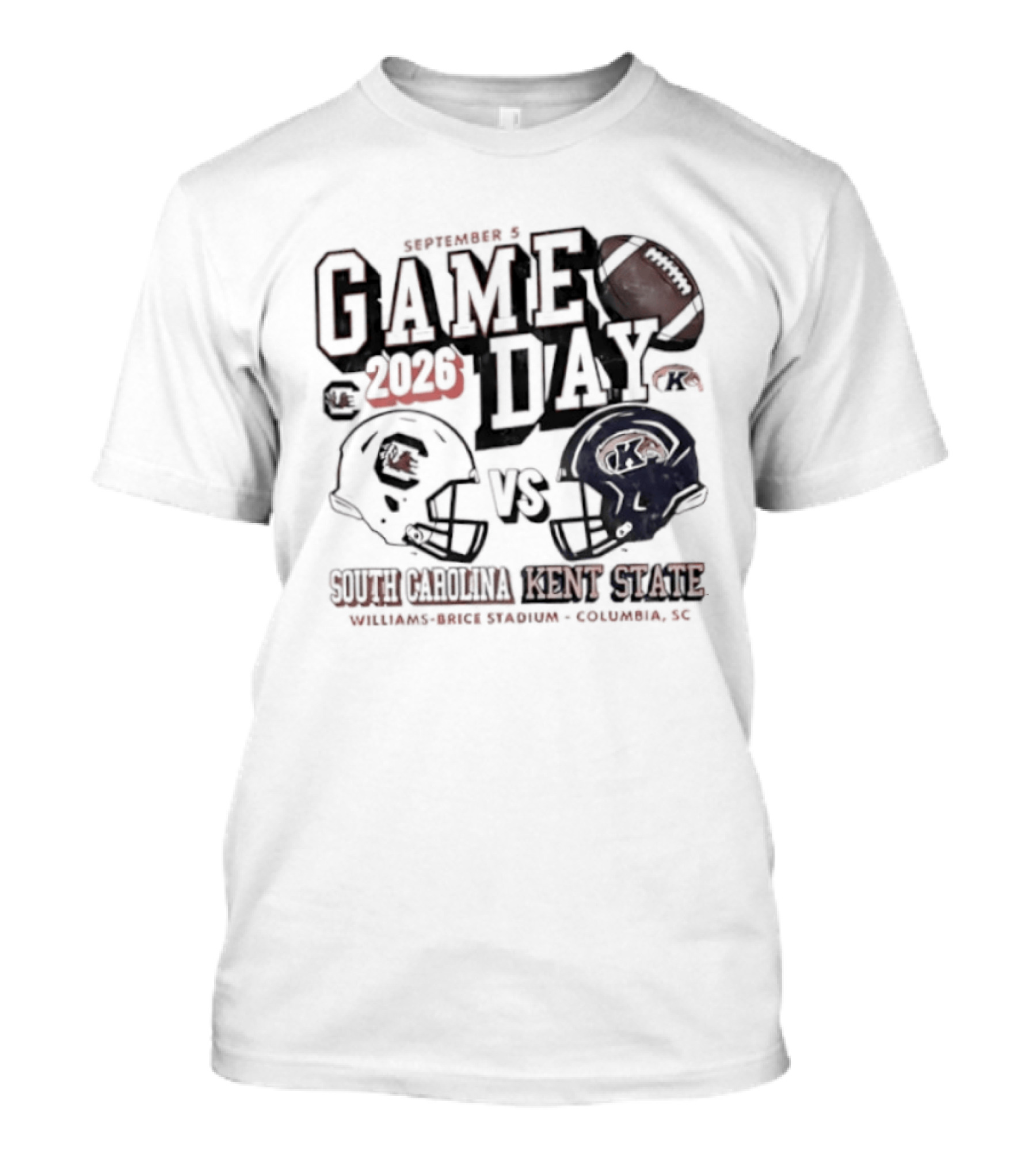 South Carolina Vs Kent State 2026 Game Day Football Helmets Williams Brice Stadium Columbia SC T-Shirt