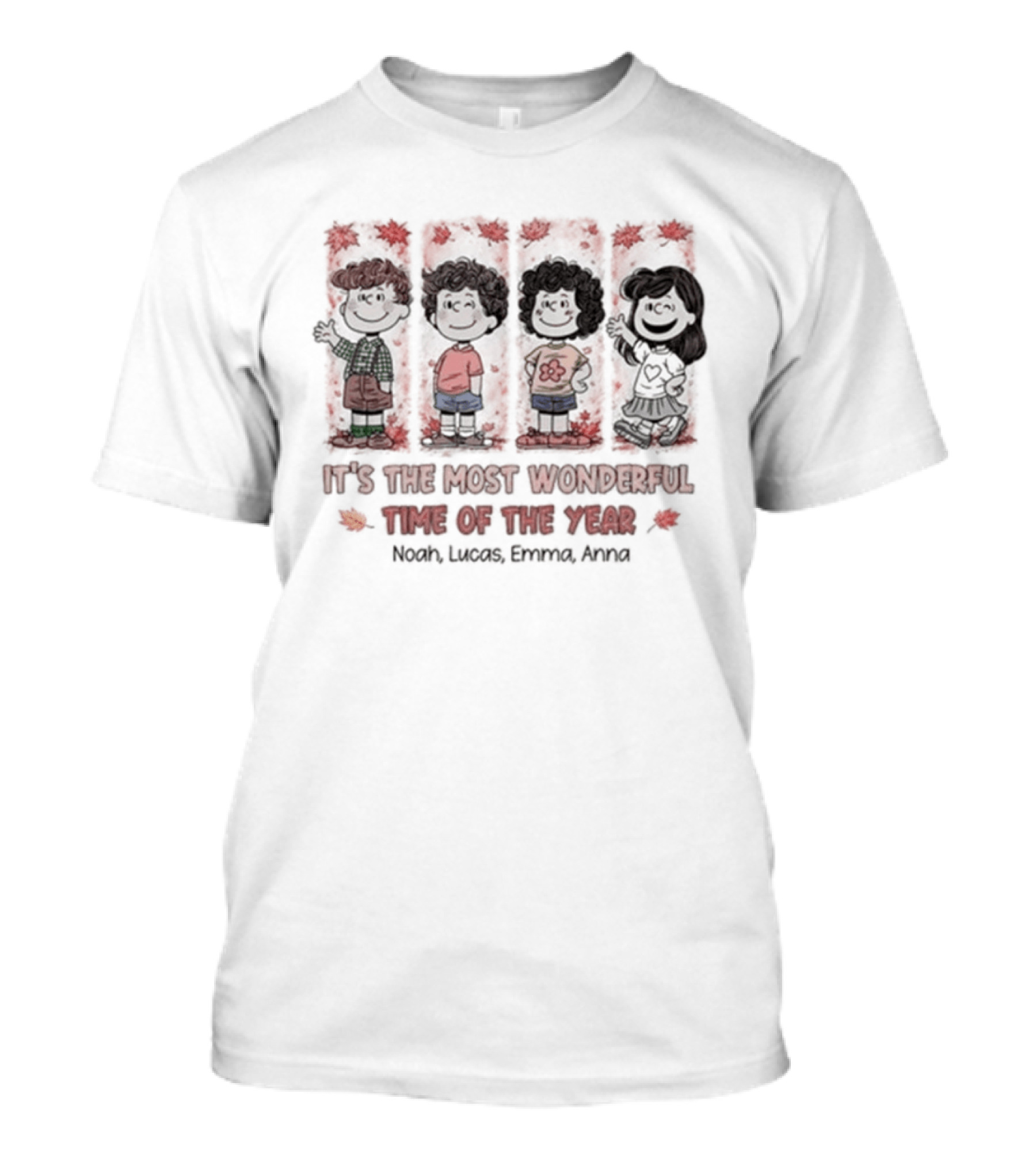It's The Most Wonderful Time Of The Year Fall Snoopy Personalized Noah Lucas Emma Anna T-Shirt