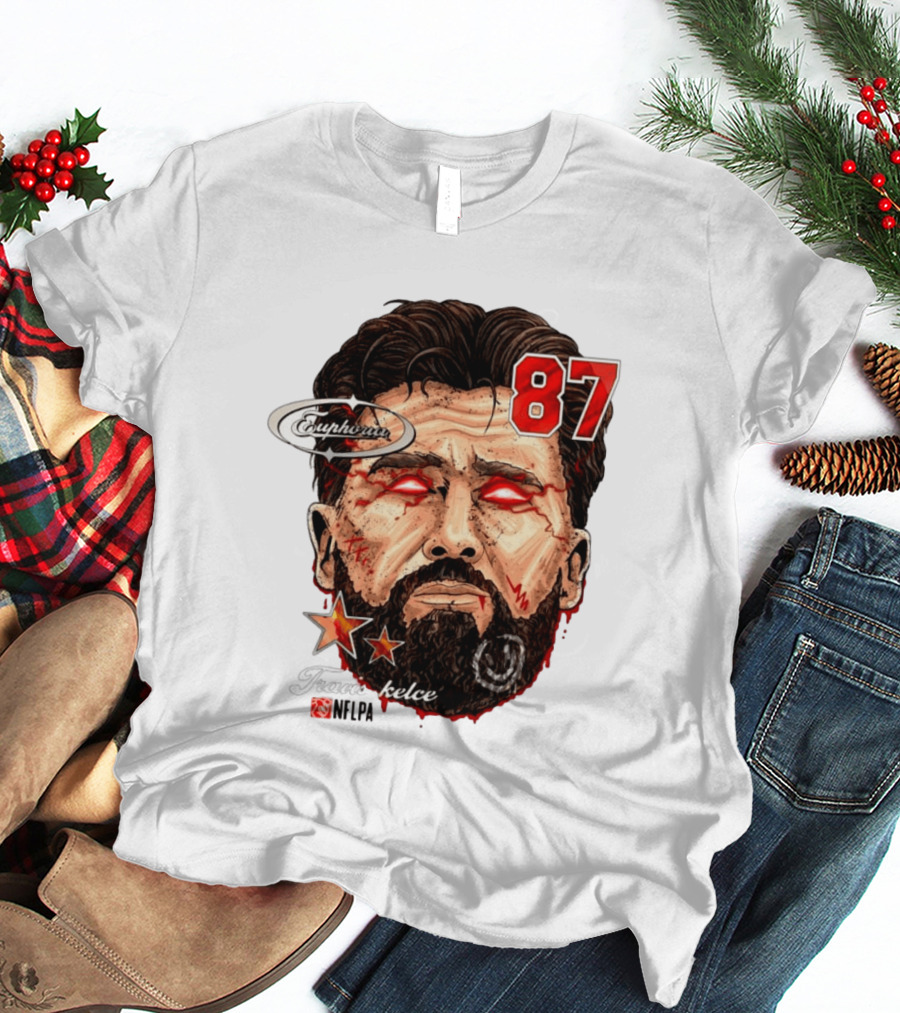 Travis Kelce Euphoria Lightning NFLPA Big Head 87 T-Shirt