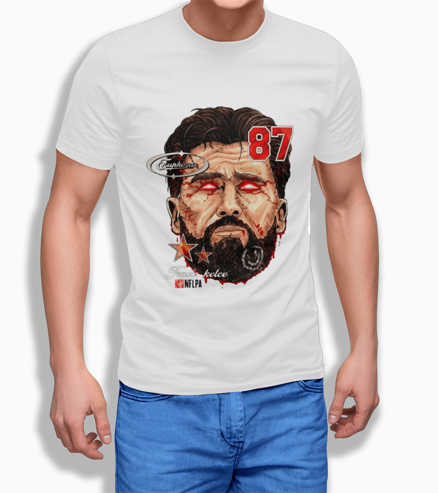 Travis Kelce Euphoria Lightning NFLPA Big Head 87 T-Shirt