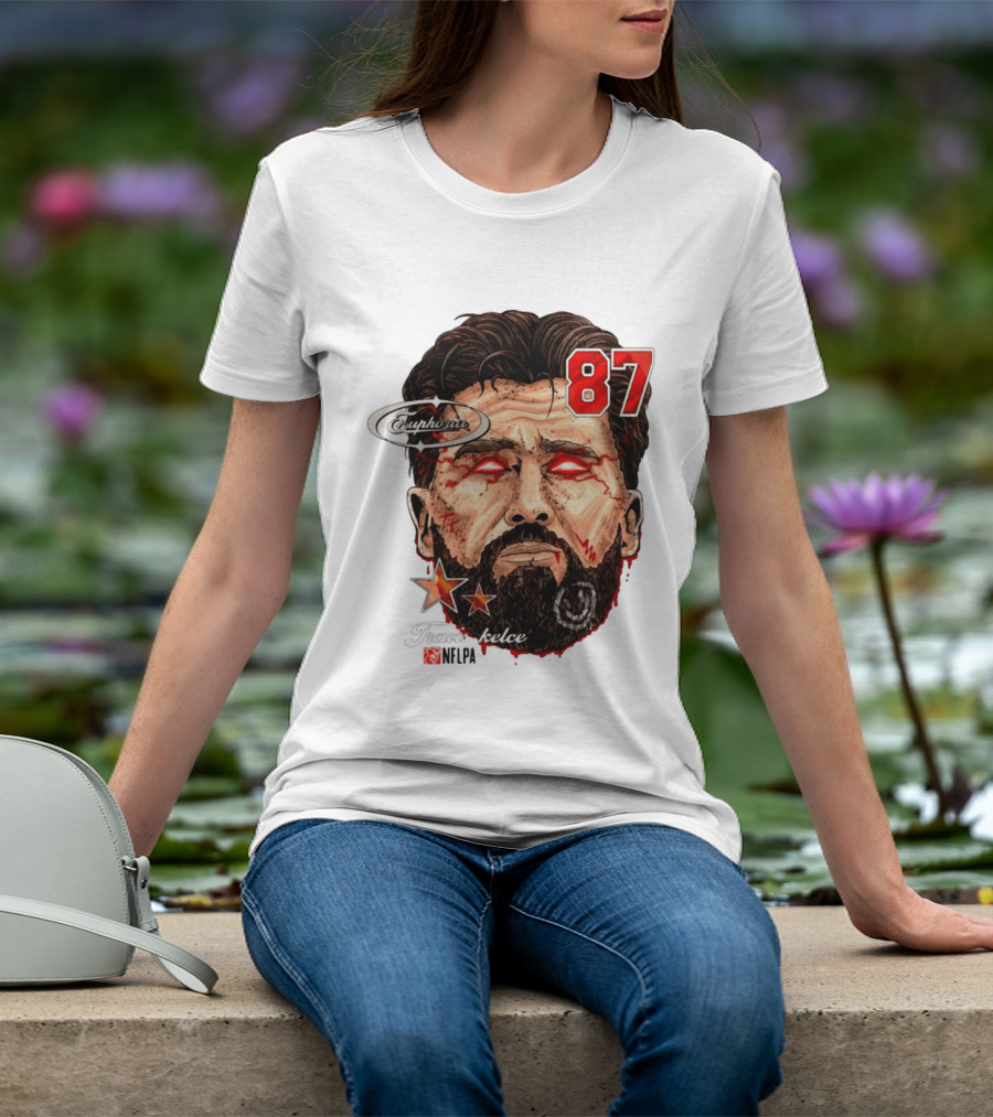 Travis Kelce Euphoria Lightning NFLPA Big Head 87 T-Shirt