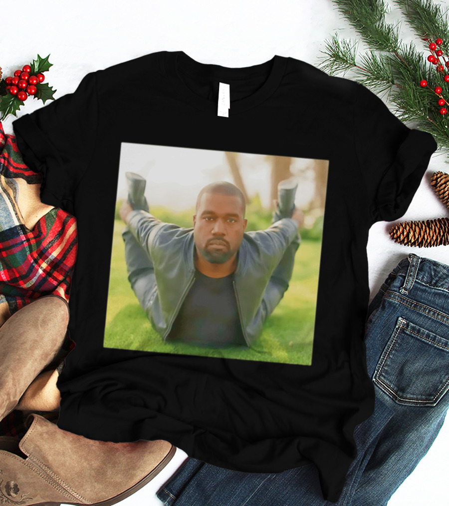 Kanye West Ye Meme Photo Iconic Pose Lying On Grass T-Shirt