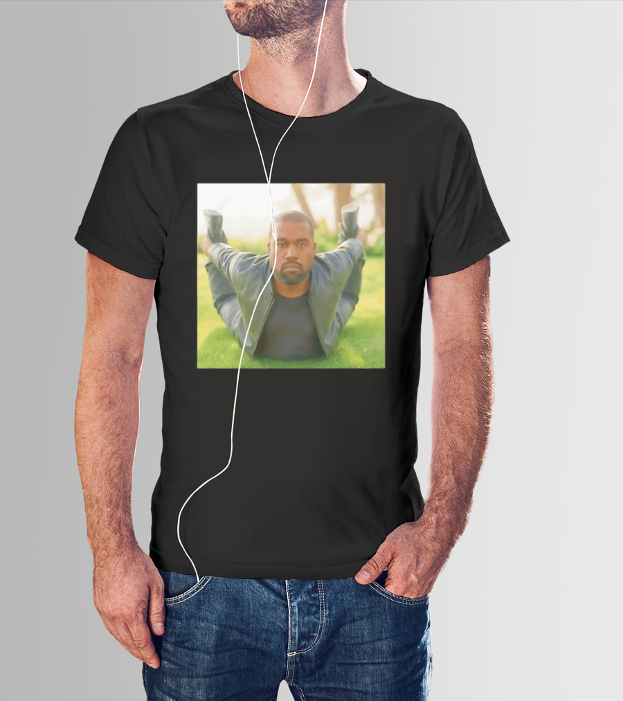 Kanye West Ye Meme Photo Iconic Pose Lying On Grass T-Shirt