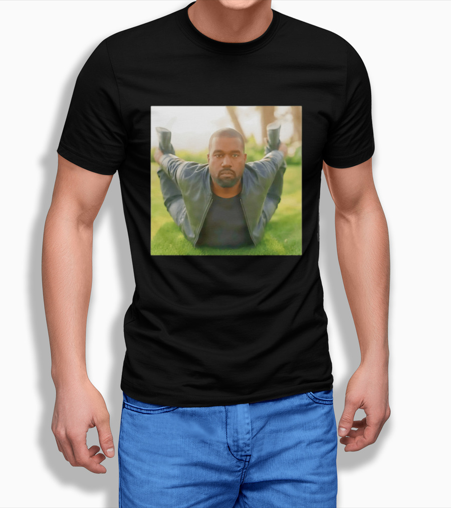 Kanye West Ye Meme Photo Iconic Pose Lying On Grass T-Shirt