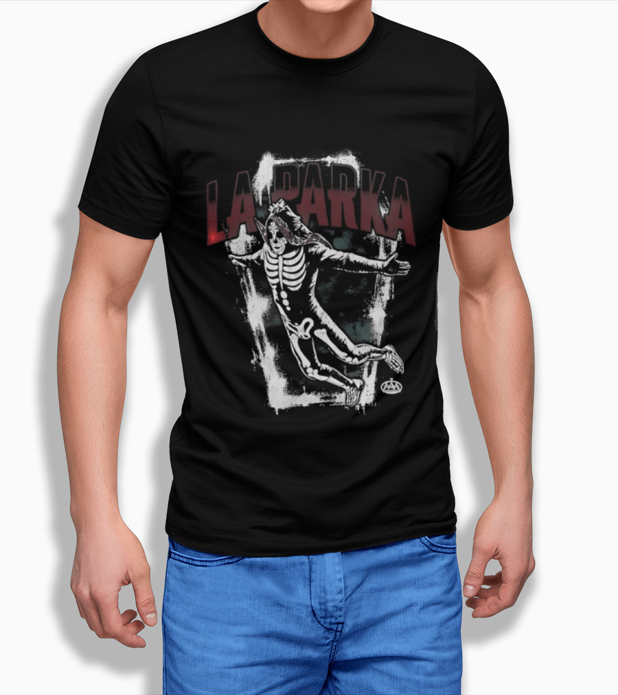 La Parka Skeleton Coffin Art AAA Wrestling T-Shirt