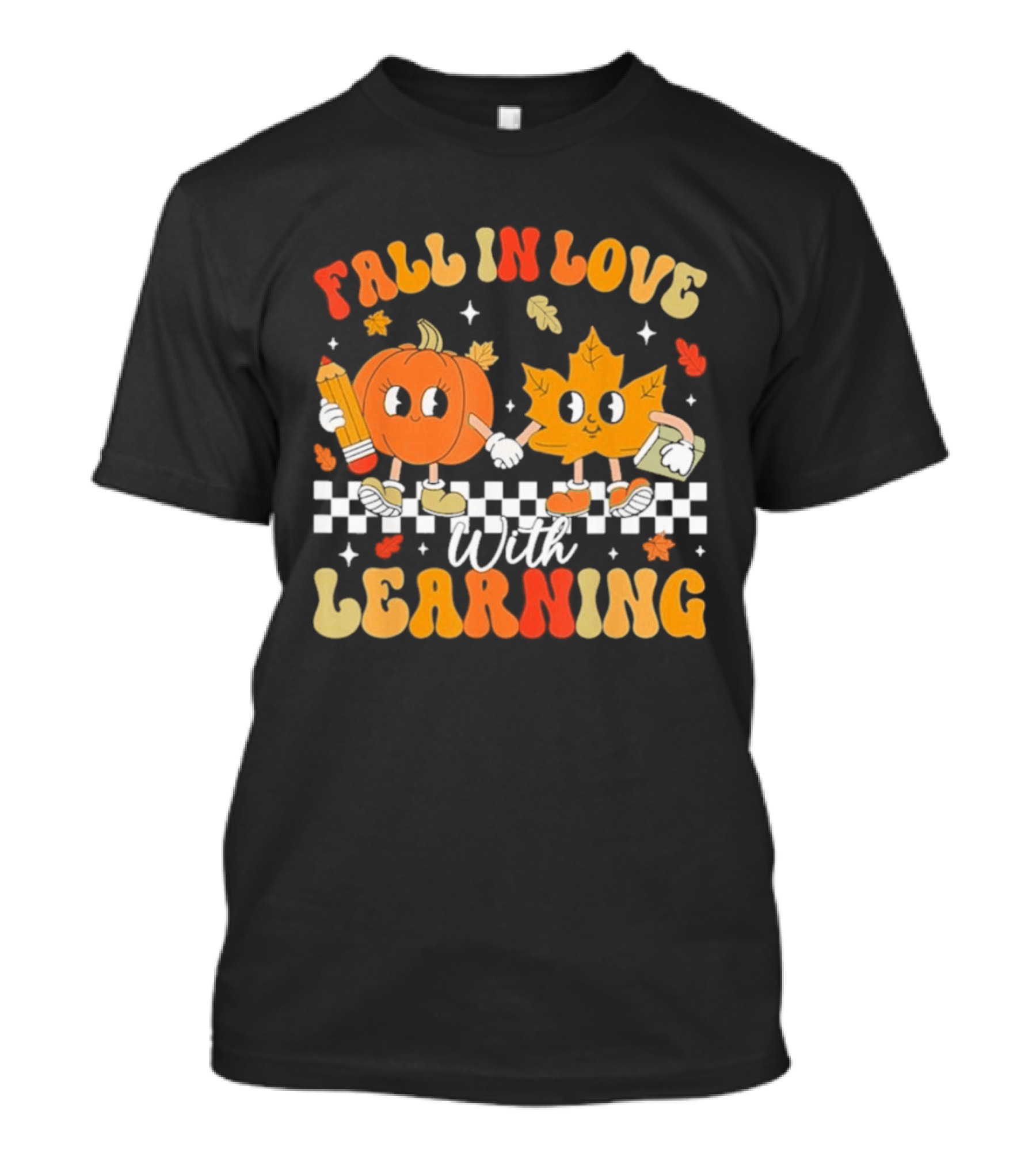 Fall In Love With Learning Pumpkin And Leaf Teacher T-Shirt