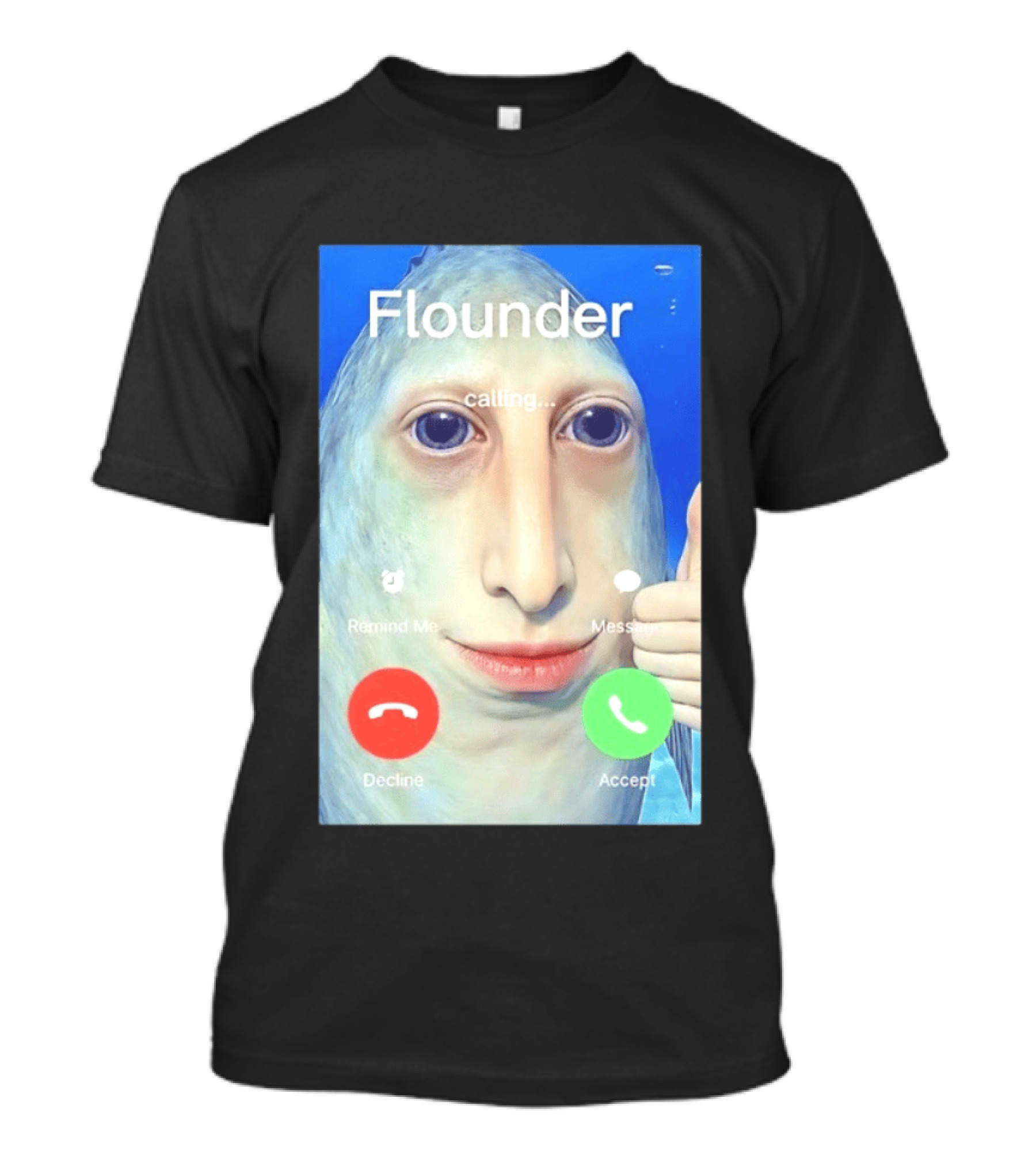 Flounder Calling Meme Decline Accept Remind Me Message T-Shirt