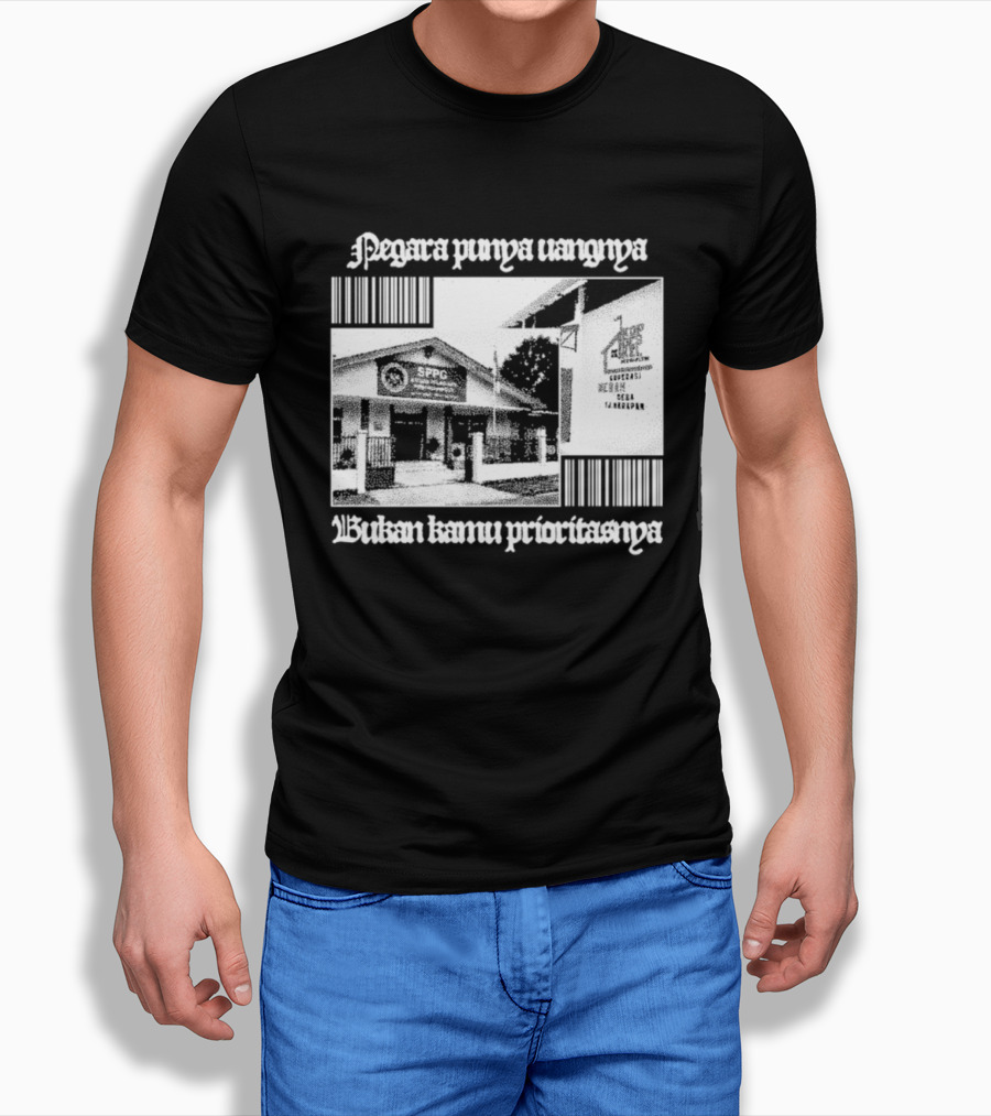 Negara Punya Uangnya Bukan Kamu Prioritasnya Monochrome House And Trees T-Shirt