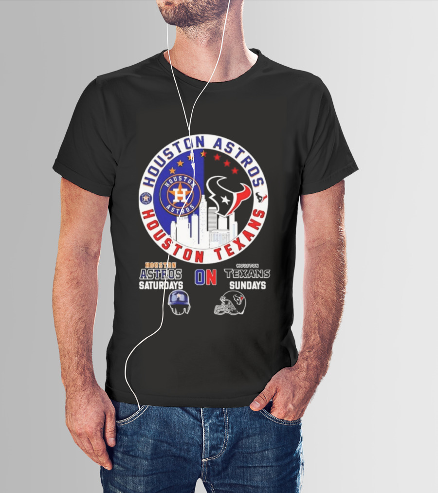 Houston Astros Saturdays Houston Texans Sundays Skyline Sports Fan T-Shirt