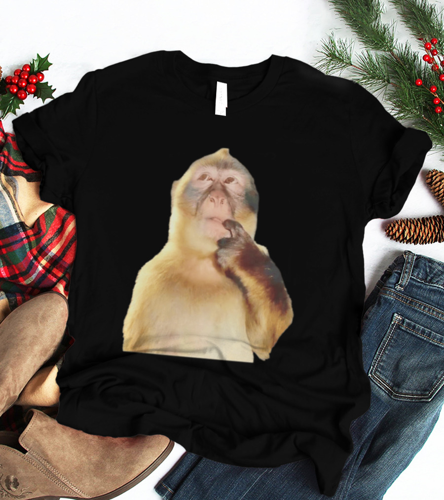 Pondering Monkey Curious Expression Contemplation T-Shirt