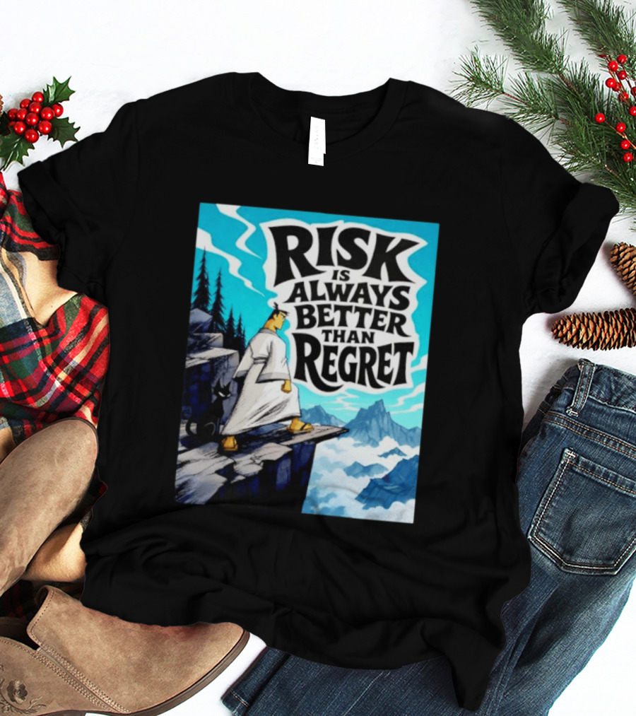 Samurai Jack Risk Is Always Better Than Regret Mountain Scene T-Shirt