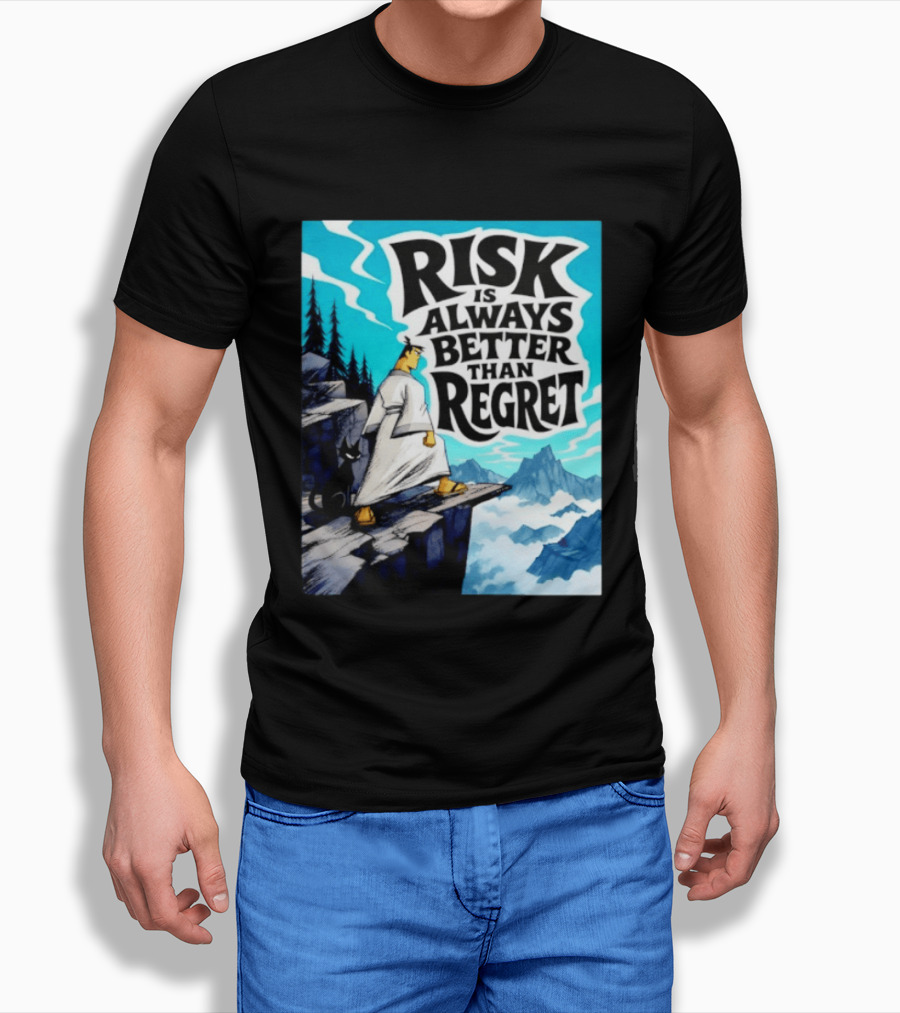 Samurai Jack Risk Is Always Better Than Regret Mountain Scene T-Shirt