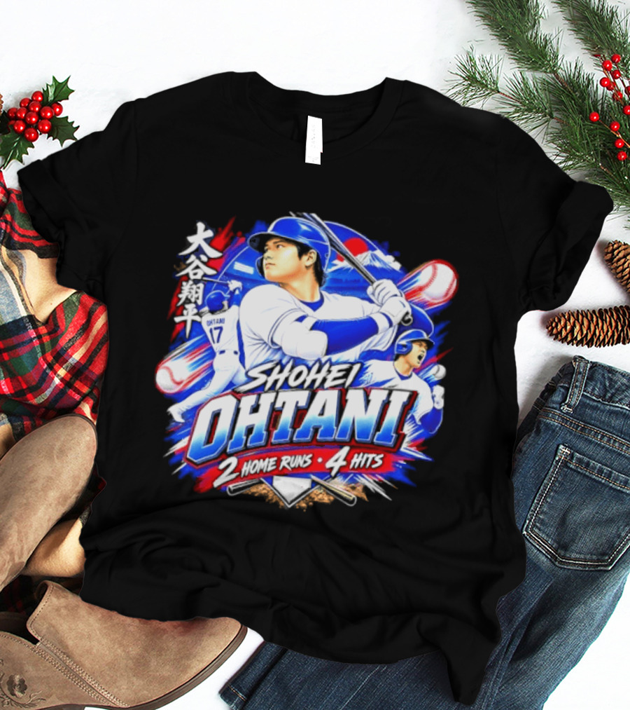 Shohei Ohtani 2 Home Runs 4 Hits Baseball Los Angeles 17 Player T-Shirt