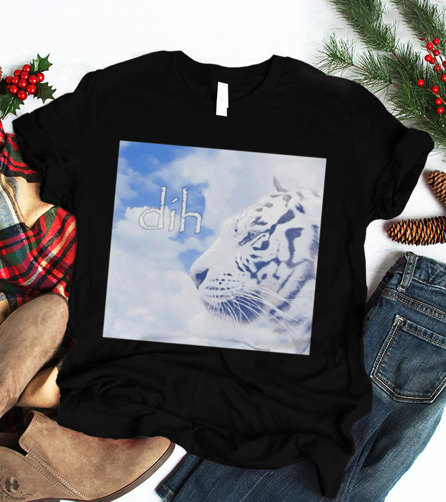 Tiger Dih Majestic Clouds White Bengal Tiger Profile T-Shirt