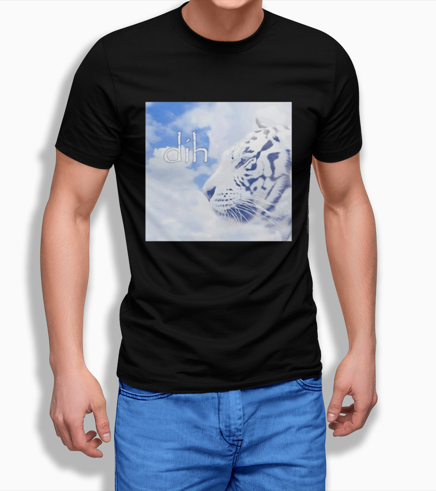 Tiger Dih Majestic Clouds White Bengal Tiger Profile T-Shirt