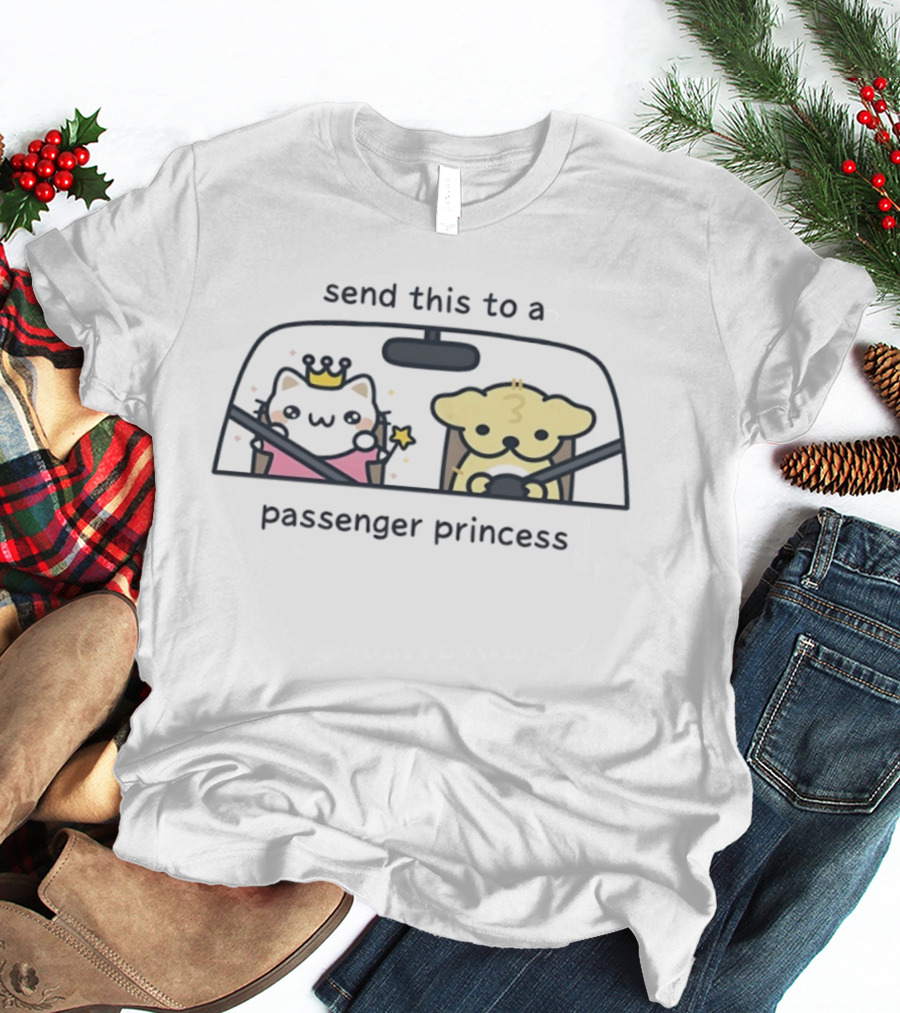 Send This To A Passenger Princess Cat And Dog In Car With Crown And Star T-Shirt