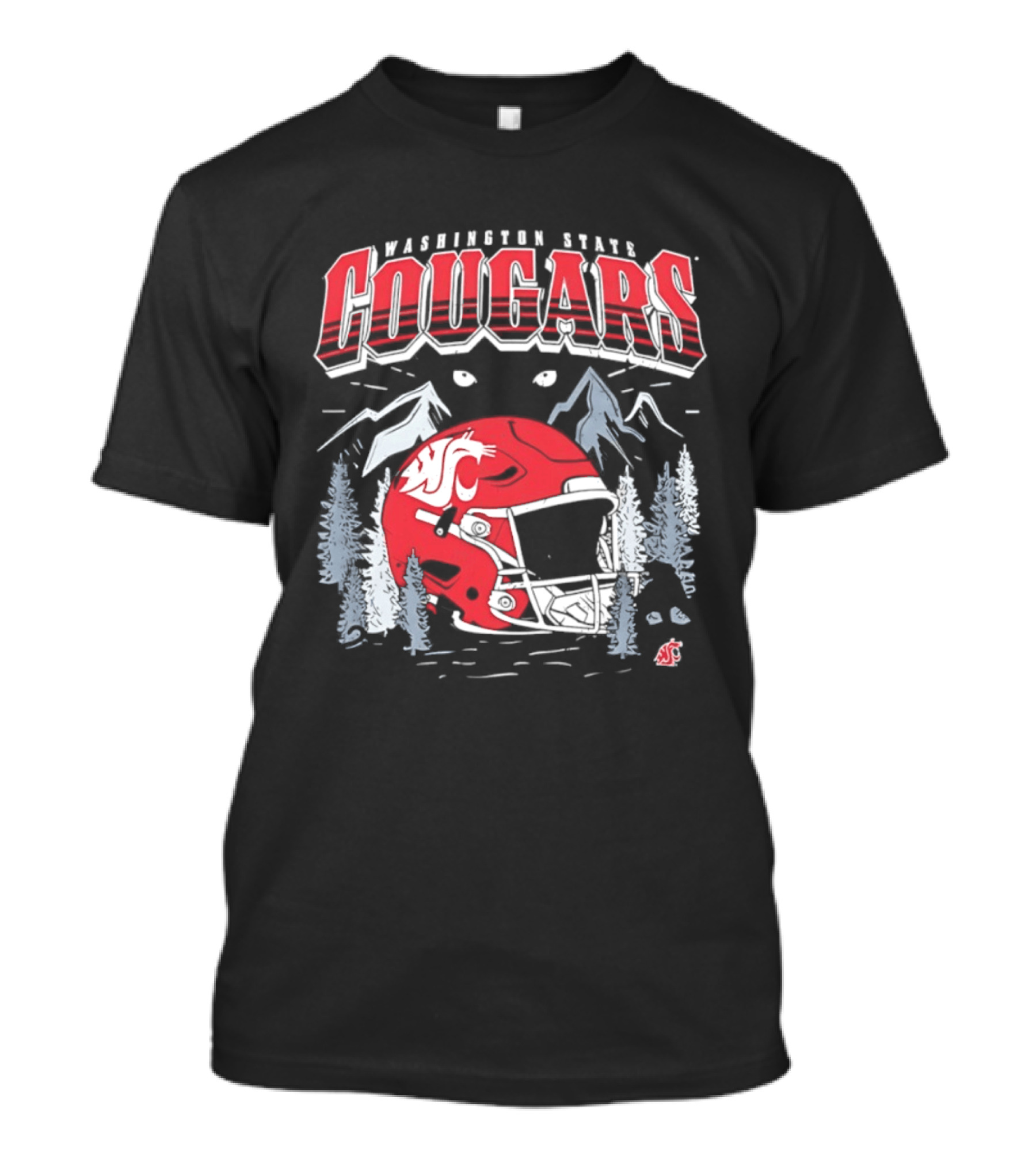 Washington State Cougars WSU NCAA Football Helmet Mountain Scene T-Shirt