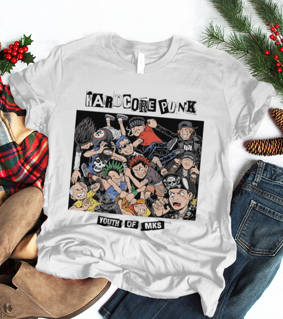 Hardcore Punk Youth Of Mks Vintage Cartoon Style Crowd Scene T-Shirt