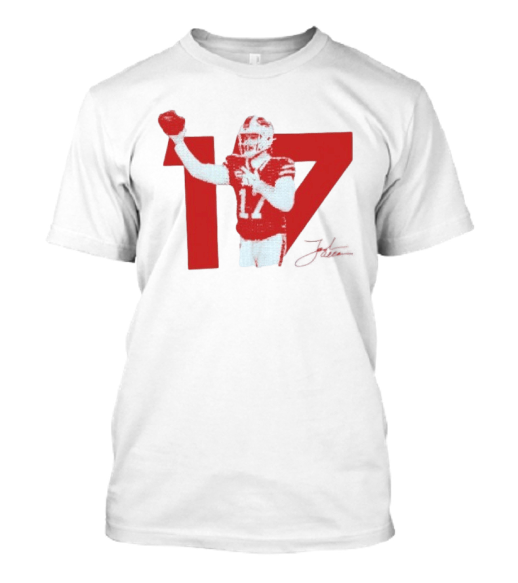 Josh Allen Buffalo Bills Number 17 Football Action T-Shirt