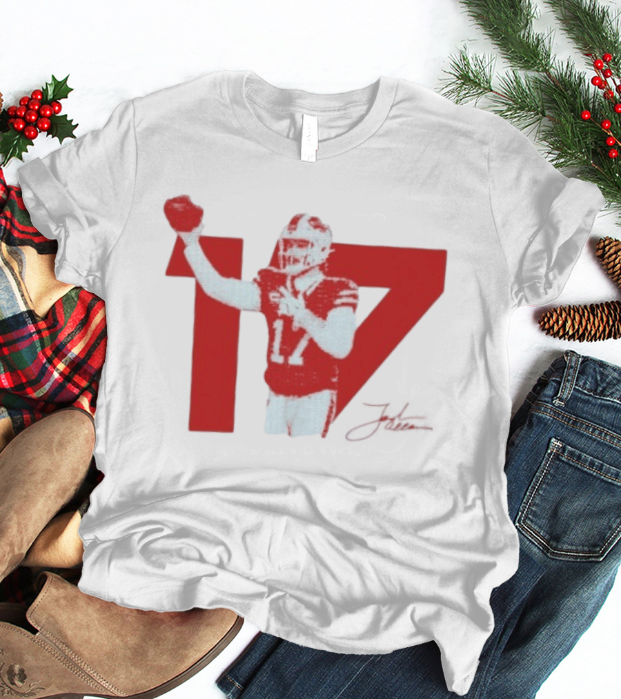 Josh Allen Buffalo Bills Number 17 Football Action T-Shirt