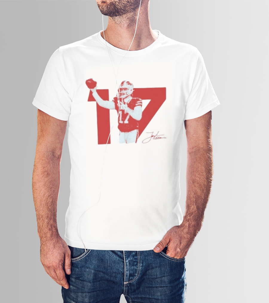 Josh Allen Buffalo Bills Number 17 Football Action T-Shirt