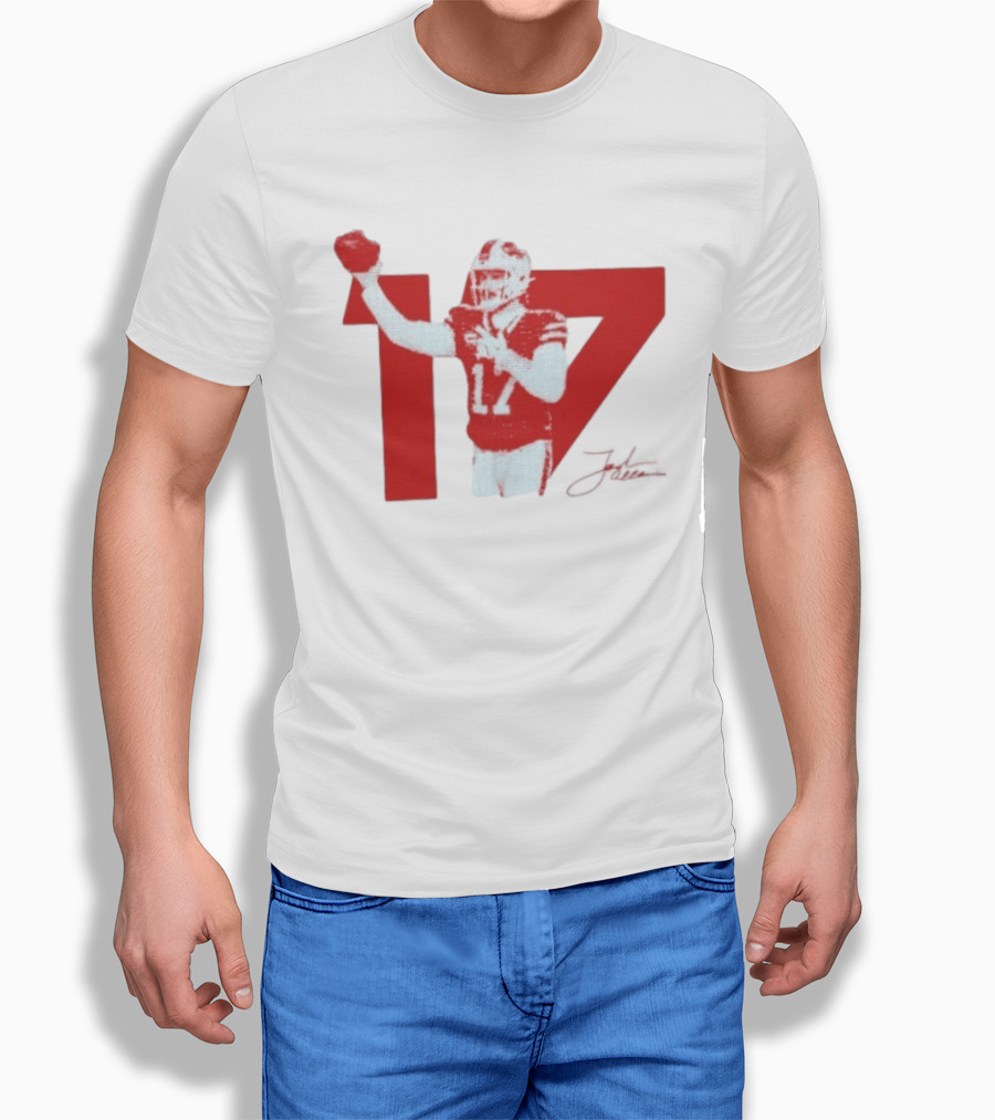 Josh Allen Buffalo Bills Number 17 Football Action T-Shirt