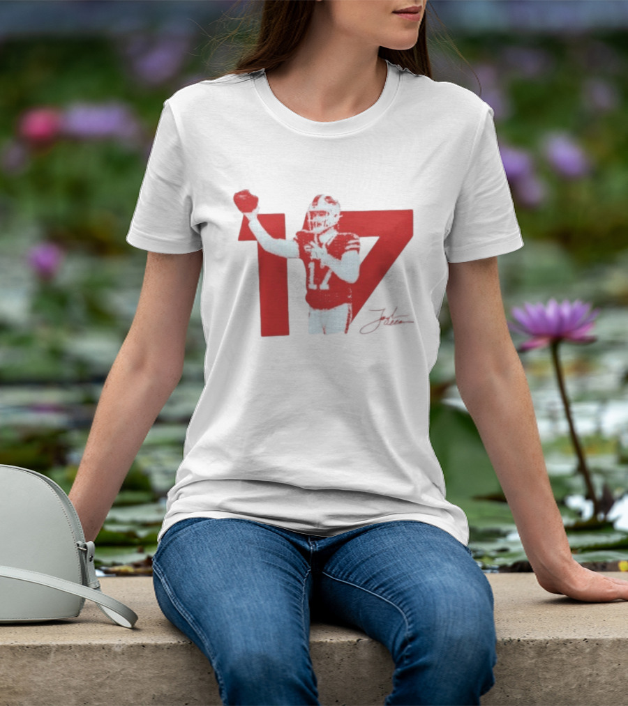 Josh Allen Buffalo Bills Number 17 Football Action T-Shirt