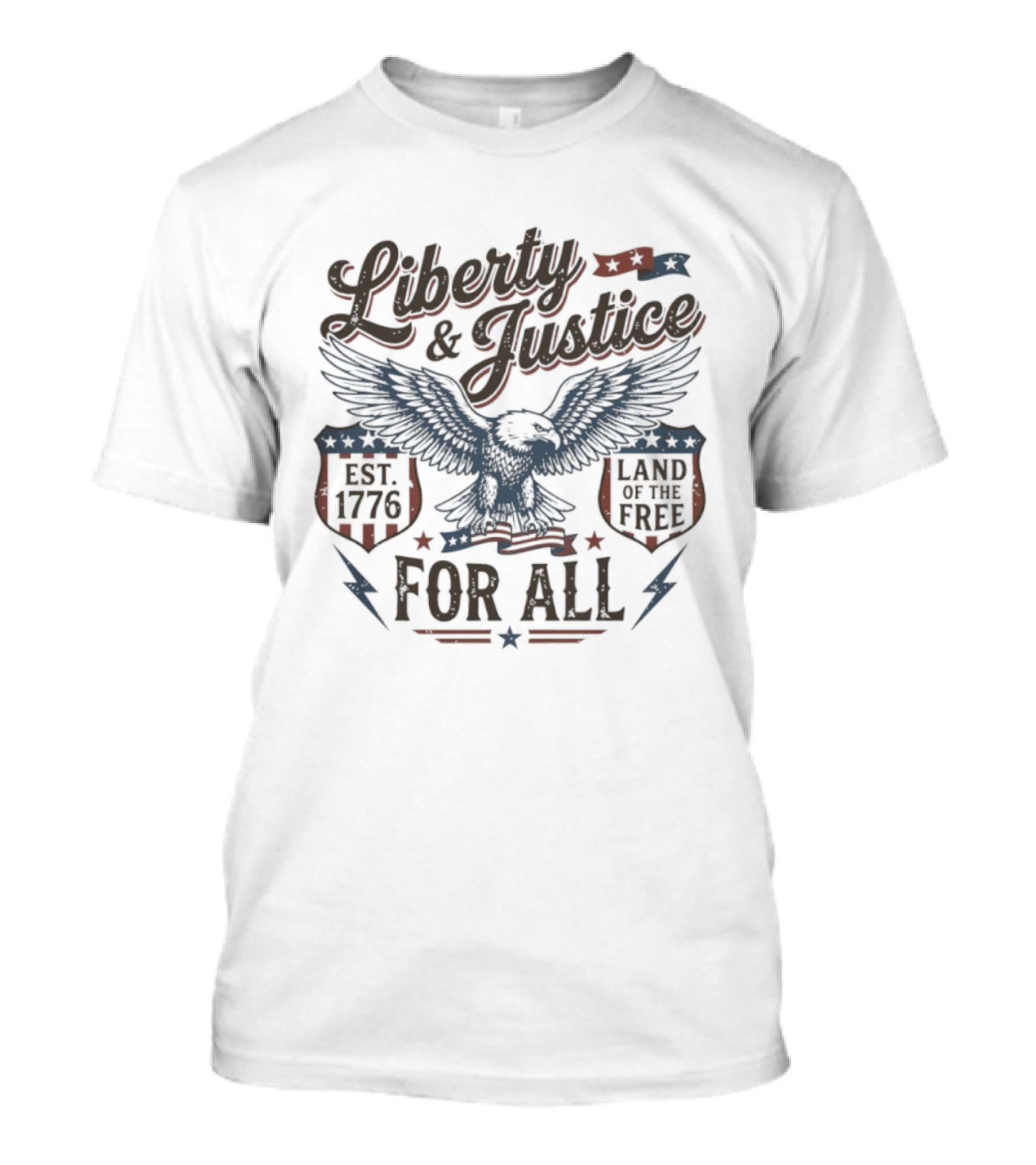Liberty And Justice Eagle Est 1776 Land Of The Free For All T-Shirt