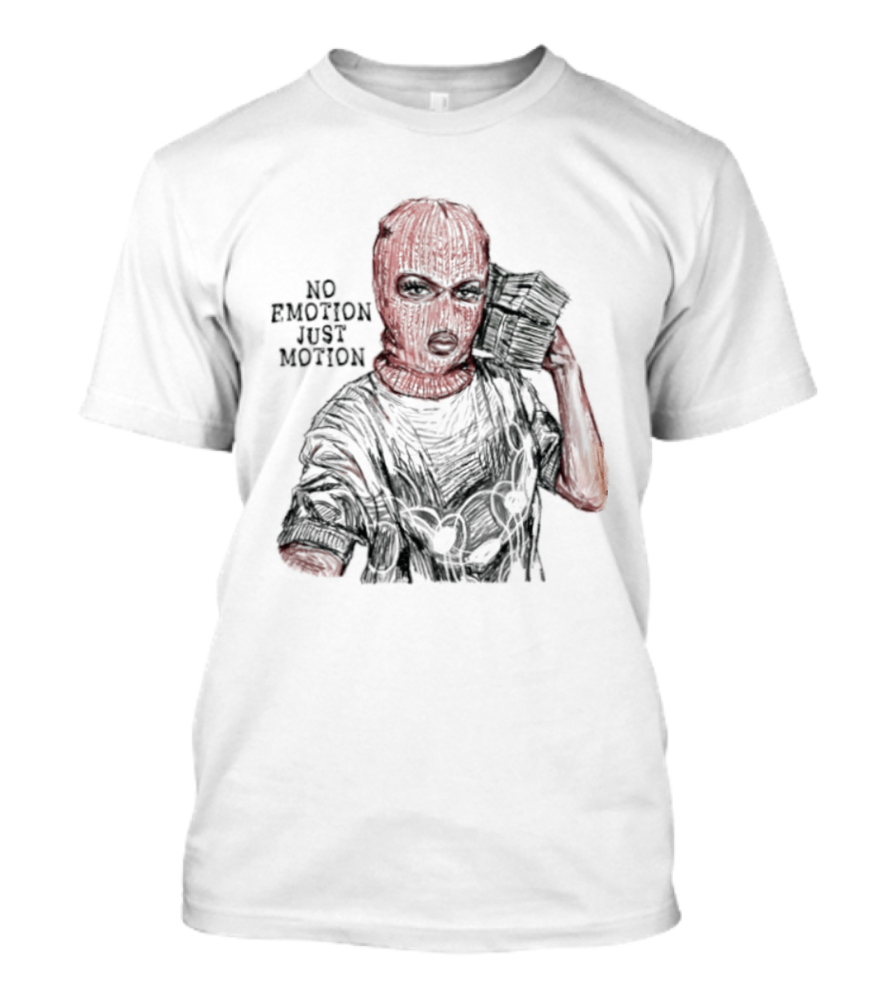 No Emotion Just Motion Balaclava Money Stacks T-Shirt