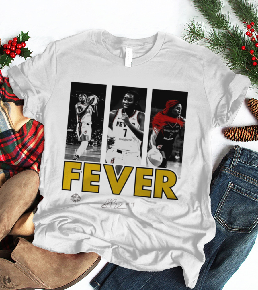 Indiana Fever Aliyah Boston WNBA Player Collage Signature T-Shirt