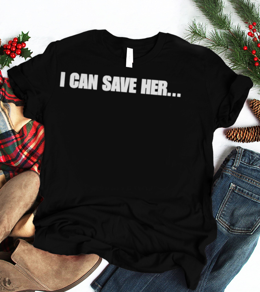 I Can Save Her White Bold Text Statement With Dots T-Shirt