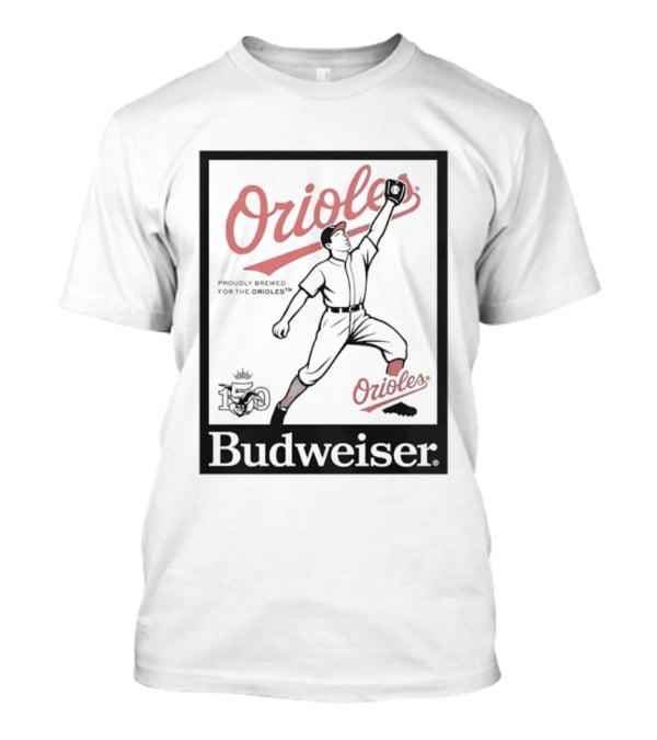 Budweiser 150 Years Orioles Baseball Vintage Player With Ball T-Shirt