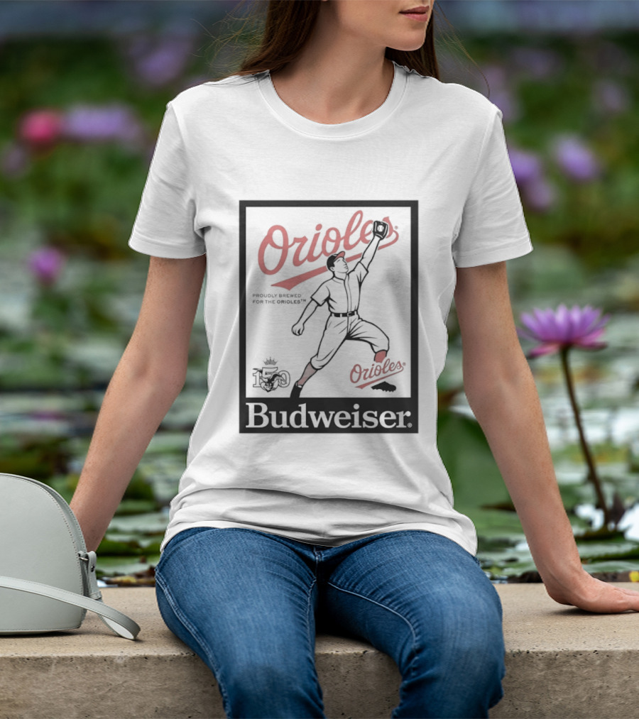 Budweiser 150 Years Orioles Baseball Vintage Player With Ball T-Shirt